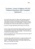 Crutches&comma; Canes & Walkers NCLEX Practice Questions With Complete Solutions&excl;&excl;