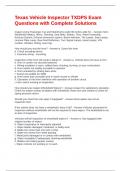 Texas Vehicle Inspector TXDPS Exam Questions with Complete Solutions