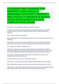 LOUISIANA PRE-LICENSING FOR PROPERTY AND CASUALTY INSURANCE CHAPTER 2 PROPERTY AND CASUALTY INSURANCE BASICS NOTES EXAM QUESTIONS WITH COMPLETE SOLUTIONS