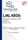 LML4806 Assignment 1 &lpar;DETAILED ANSWERS&rpar; Semester 1 2025 - DISTINCTION GUARANTEED 