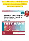 TEST BANK For Success in Practical Vocational Nursing 10th Edition by Carrol Collier&comma; Verified Chapters 1 - 19&comma; Complete Newest Version