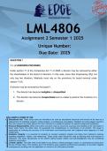 LML4806 Assignment 2 &lpar;ANSWERS&rpar; Semester 1 2025 - DISTINCTION GUARANTEED