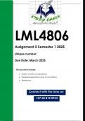 LML4806 Assignment 2 &lpar;QUALITY ANSWERS&rpar; Semester 1 2025