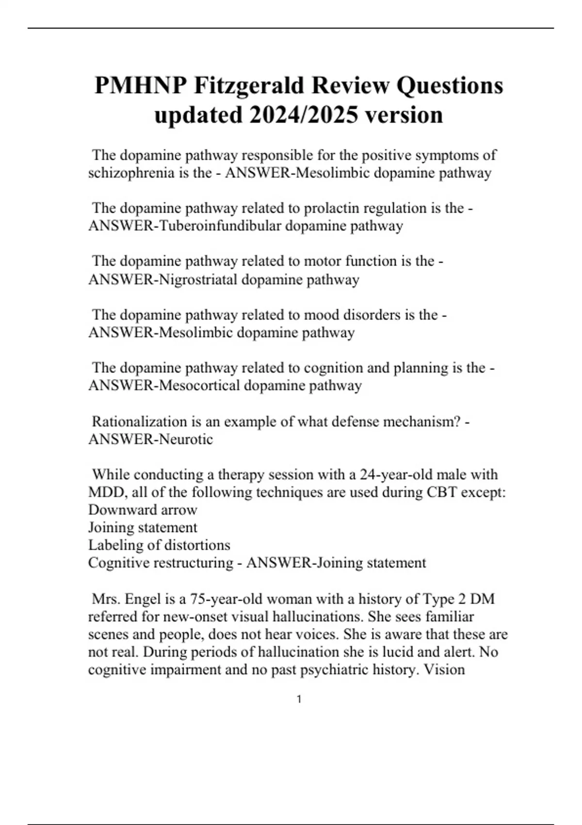 PMHNP Fitzgerald Review Questions updated 2024/2025 version - PMHNP ...