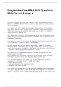 Progressive Care RN A 2024 Questions With Correct Answers