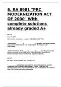 6&period; RA 8981 PRC MODERNIZATION ACT OF 2000 With complete solutions already graded A&plus;