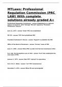 MTLaws Professional Regulation Commission &lpar;PRC LAW&rpar; With complete solutions already graded A&plus;&period;