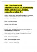 PRC &lpar;Professional Representative Certification&rpar; With complete solutions already graded A&plus;&period;