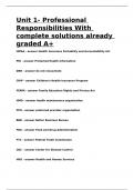 Unit 1- Professional Responsibilities With complete solutions already graded A&plus;