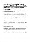 Unit 1 Professional Working Responsibilities Glossary With complete solutions already graded A&plus;