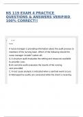 NS 119 EXAM 4 PRACTICE QUESTIONS & ANSWERS VERIFIED 100&percnt; CORRECT&excl;&excl;