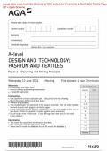 Actual 2024 AQA A-LEVEL DESIGN & TECHNOLOGY&colon; FASHION & TEXTILES 7562&sol;2 Paper 2  QP &plus; Mark Scheme