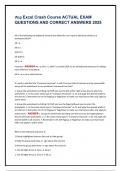 Wsp Excel Crash Course ACTUAL EXAM QUESTIONS AND CORRECT ANSWERS 2025