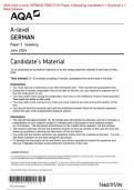 2024 AQA A-level GERMAN 7662&sol;3T&sol;3V Paper 3 Speaking Candidate&rsquo;s &plus; Examiner&rsquo;s &plus;  Mark Scheme