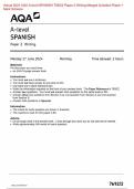 Actual 2024 AQA A-level SPANISH 7692&sol;2 Paper 2 Writing Merged Question Paper &plus;  Mark Scheme