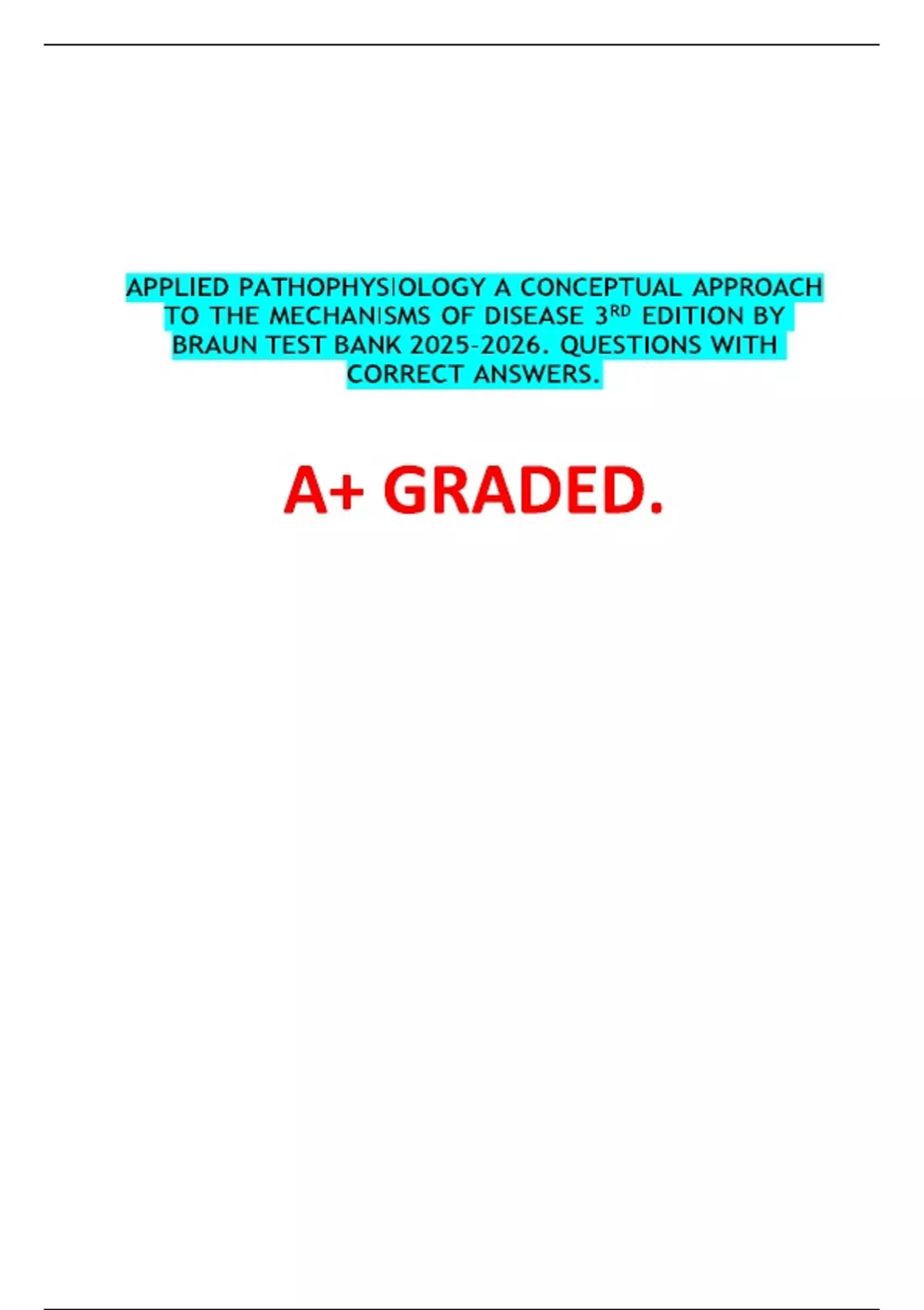 APPLIED PATHOPHYSIOLOGY A CONCEPTUAL APPROACH TO THE MECHANISMS OF DISEASE PDF visual data 5