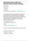 AICPA Ethics Rules & CPA Exam Questions With Complete Solutions
