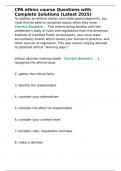 CPA ethics course Questions with Complete Solutions &lpar;Latest 2025&rpar;