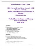 2024 Pearson Edexcel Level 1&sol;Level 2 GCSE  German 1GN0&sol;3F  PAPER 3&colon; Reading and understanding in  German  Foundation Tier  Verified Question Paper and Marking  Scheme Combined&period;  June 2024&period;