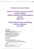 2024 Pearson Edexcel Level 1&sol;Level 2 GCSE  German 1GN0&sol;3H  PAPER 3&colon; Reading and understanding in  German  Higher Tier  Verified Question Paper and Marking  Scheme Combined&period;  June 2024&period; 
