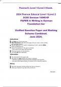 2024 Pearson Edexcel Level 1&sol;Level 2  GCSE German 1GN0&sol;4F  PAPER 4&colon; Writing in German  Foundation tier  Verified Question Paper and Marking  Scheme Combined&period;  June 2024&period; 