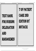 Test Bank for Nursing Delegation and Management of Patient Care 2nd Edition Motacki