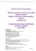 2024 Pearson Edexcel Level 1&sol;Level 2 GCSE  Gujarati 1GU0&sol;1F  PAPER 1&colon; Listening and understanding in  Gujarati  Foundation tier    Verified Question Paper and Marking  Scheme Combined&period;  June 2024&period;