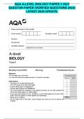 AQA A-LEVEL BIOLOGY PAPER 3 2023 QUESTON PAPER &lpar;VERIFIED QUESTIONS 2023&rpar; LATEST 2025 UPDATE&period;