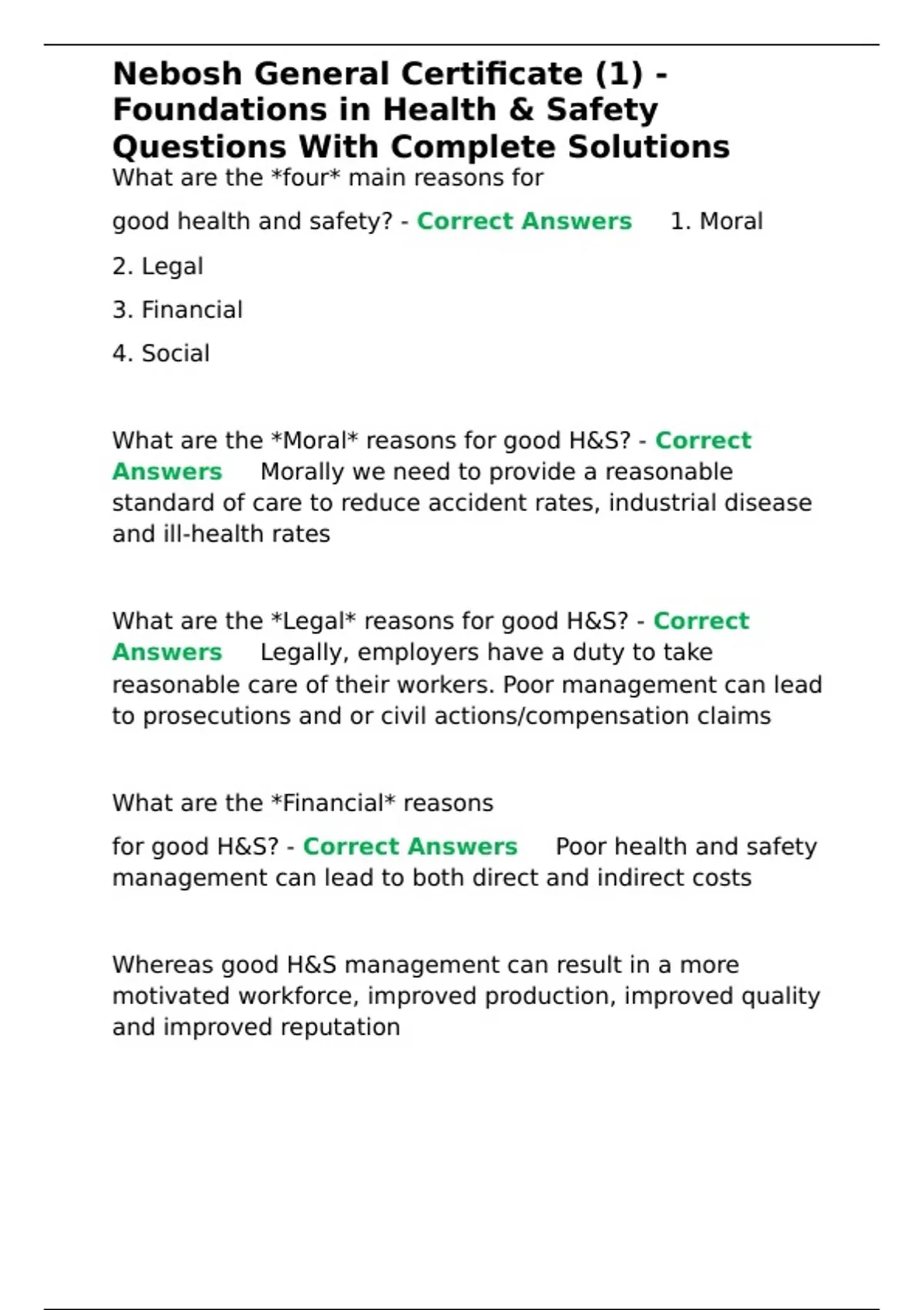 Nebosh General Certificate 1 Foundations In Health Safety 
