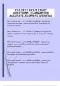 PRA CFRP EXAM STUDY QUESTIONS &vert;GUARANTEED ACCURATE ANSWERS &vert;VERIFIED