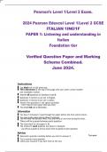 2024 Pearson Edexcel Level 1&sol;Level 2 GCSE  ITALIAN 1IN0&sol;1F  PAPER 1&colon; Listening and understanding in  Italian  Foundation tier  Verified Question Paper and Marking  Scheme Combined&period;  June 2024&period;