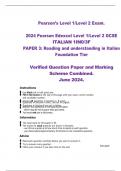 2024 Pearson Edexcel Level 1&sol;Level 2 GCSE  ITALIAN 1IN0&sol;3F  PAPER 3&colon; Reading and understanding in Italian  Foundation Tier  Verified Question Paper and Marking  Scheme Combined&period;  June 2024