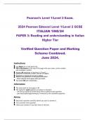 2024 Pearson Edexcel Level 1&sol;Level 2 GCSE  ITALIAN 1IN0&sol;3H  PAPER 3&colon; Reading and understanding in Italian  Higher Tier  Verified Question Paper and Marking  Scheme Combined&period;  June 2024&period;