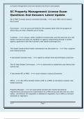 SC Property Management License Exam Questions And Answers Latest Update