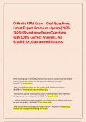 Orthotic CPM Exam - Oral Questions&comma; Latest Expert Premium Update&lpar;2025- 2026&rpar;&vert;Brand new Exam Questions with 100&percnt; Correct Answers&comma; All Graded A&plus;&comma; Guaranteed Success