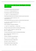 AP Calculus AB Final&colon; Multiple Choice Questions And Answers