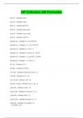 AP Calculus AB Formulas Exam Questions and Answers