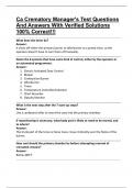 Ca Crematory Manager's Test Questions And Answers With Verified Solutions 100&percnt; Correct&excl;&excl;&excl;