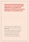 Massachusetts Plumbing Code Exam &comma; Latest Expert Premium Update&lpar;2025-2026&rpar;&vert;Brand new Verified Exam Questions with 100&percnt; Correct Answers&comma; All Graded A&plus;&comma; Guaranteed Success&period;