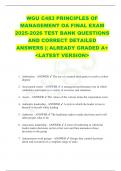 WGU C483 PRINCIPLES OF  MANAGEMENT OA FINAL EXAM  2025-2026 TEST BANK QUESTIONS  AND CORRECT DETAILED  ANSWERS &vert;&vert; ALREADY GRADED A&plus;  <LATEST VERSION> 