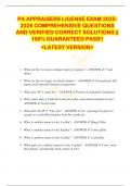 PA APPRAISERS LICENSE EXAM 2025 2026 COMPREHENSIVE QUESTIONS  AND VERIFIED CORRECT SOLUTIONS &vert;&vert;  100&percnt; GUARANTEED PASS&excl;&excl;  <LATEST VERSION> 