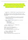 RECA Residential Real Exam 2025-2026  Questions with Correct Detailed Answers &vert;&vert;  Already Graded A&plus; <Latest Version> 