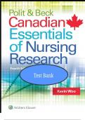 Test Bank For Polit & Beck Canadian Essentials of Nursing Research 4th Edition by Kevin Woo &vert; Chapter 1-18 &vert; Latest Complete Guide A&plus;&period;