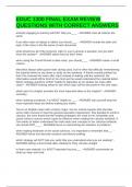 EDUC 1300 FINAL EXAM REVIEW QUESTIONS WITH CORRECT ANSWERS