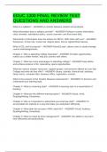 EDUC 1300 FINAL REVIEW TEST QUESTIONS AND ANSWERS