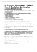 Ca Crematory Manager Exam - California Code Of Regulations Questions And Answers 100&percnt; Correct&excl;&excl;&excl;