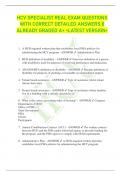 HCV SPECIALIST REAL EXAM QUESTIONS  WITH CORRECT DETAILED ANSWERS &vert;&vert;  ALREADY GRADED A&plus; <LATEST VERSION> 