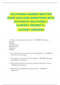 CALIFORNIA BARBER WRITTEN  EXAM 2025-2026 QUESTIONS WITH  ACCURATE SOLUTIONS &vert;&vert;  ALREADY GRADED A&plus;  <LATEST VERSION> 