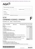 2024 AQA GCSE COMBINED SCIENCE&colon; SYNERGY 8465&sol;3F Paper 3 Question Paper &plus; Mark Scheme &plus; Inserts