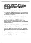 Cremation Safety And Compliance MGT323 QUESTIONS AND ANSWERS WITH VERIFIED SOLUTIONS 100&percnt; CORRECT&excl;&excl;&excl;